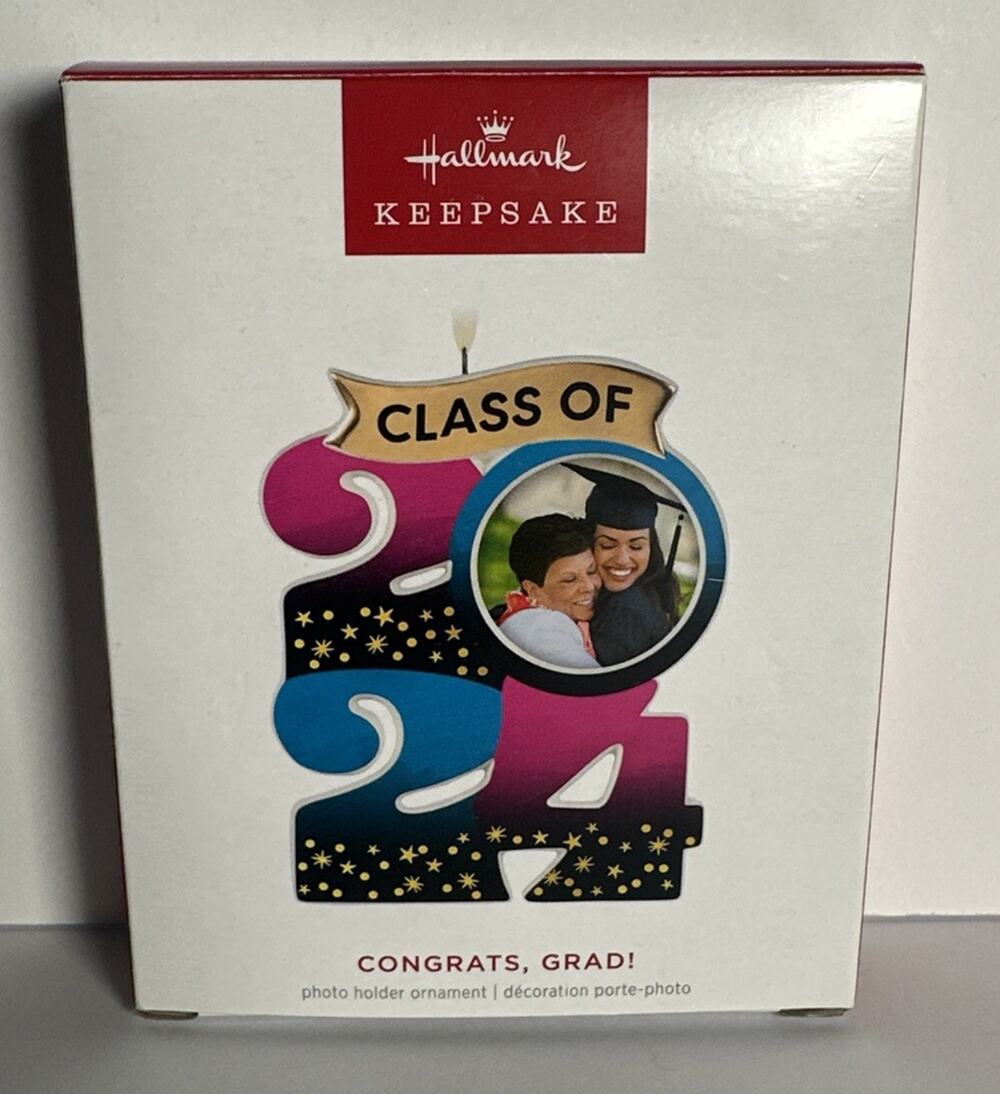 2024 Hallmark Keepsake Class of 2024 Congrats, Grad Photo Holder Ornament NIB